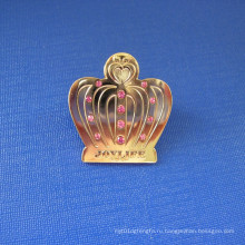 Корона форме лацканевые латунные значок с алмазом (GZHY-LP-031)